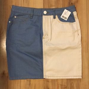 Denim block color skirt